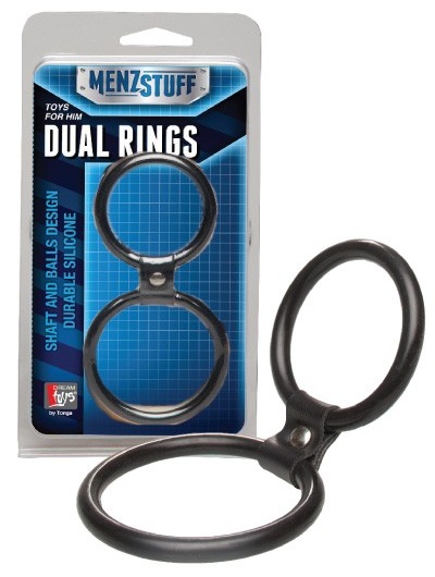 Чёрное двойное эрекционное кольцо Dual Rings Black - Dream Toys - в Бийске купить с доставкой