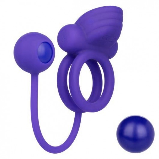 Фиолетовое эрекционное кольцо с утяжелителем Silicone Rechargeable Dual Rockin Rim Enhancer - California Exotic Novelties - в Бийске купить с доставкой