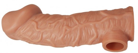 Телесная насадка на фаллос с отверстием для мошонки EXTREME SLEEVE - 17,6 см. - KOKOS - в Бийске купить с доставкой