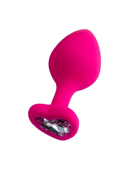 Розовая анальная втулка Diamond Heart с прозрачным кристаллом - 8 см. - ToyFa - купить с доставкой в Бийске