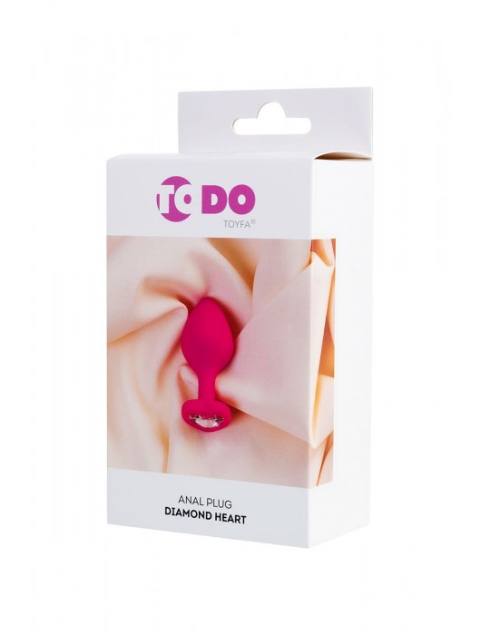 Розовая анальная втулка Diamond Heart с прозрачным кристаллом - 8 см. - ToyFa - купить с доставкой в Бийске