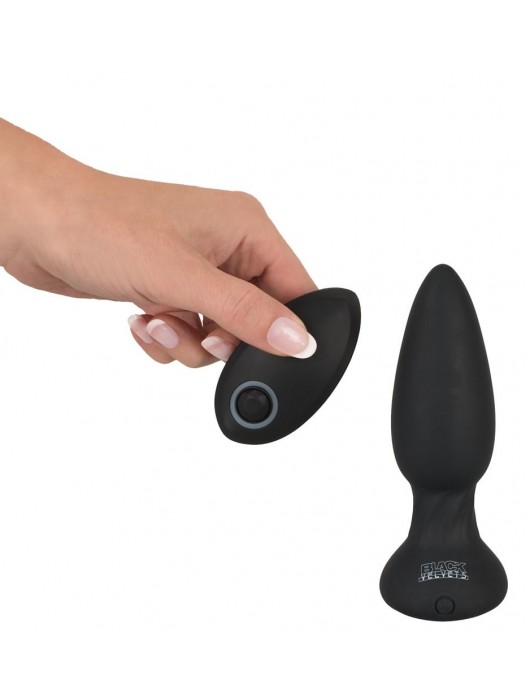 Черная анальная пробка с вибрацией и вращением шариков - 13,8 см. - Orion