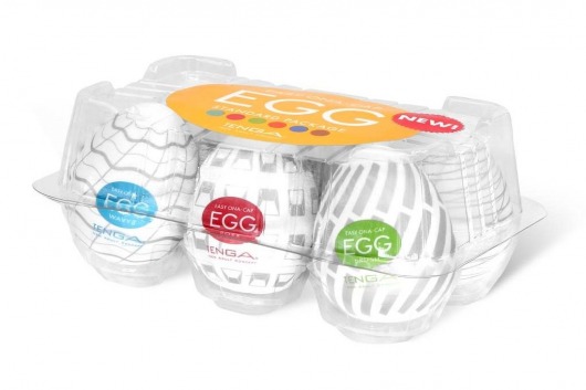 Набор из 6 мастурбаторов Tenga EGG Easy Beat с различным рельефом - Tenga - в Бийске купить с доставкой