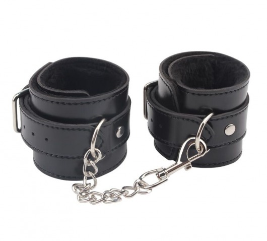 Черные оковы на ноги Obey Me Leather Ankle Cuffs - Chisa - купить с доставкой в Бийске