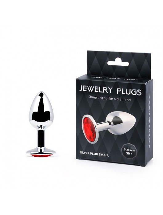 Серебристая анальная пробка с красным стразом - 7,2 см. - Anal Jewelry Plug - купить с доставкой в Бийске