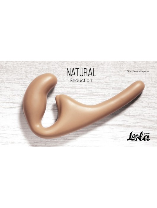 Бежевый безремневой страпон Seduction - 20,5 см. - Lola Games - купить с доставкой в Бийске