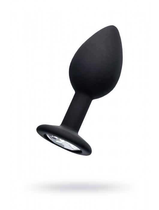 Черная анальная втулка с прозрачным стразом - 7,2 см. - POPO Pleasure - купить с доставкой в Бийске