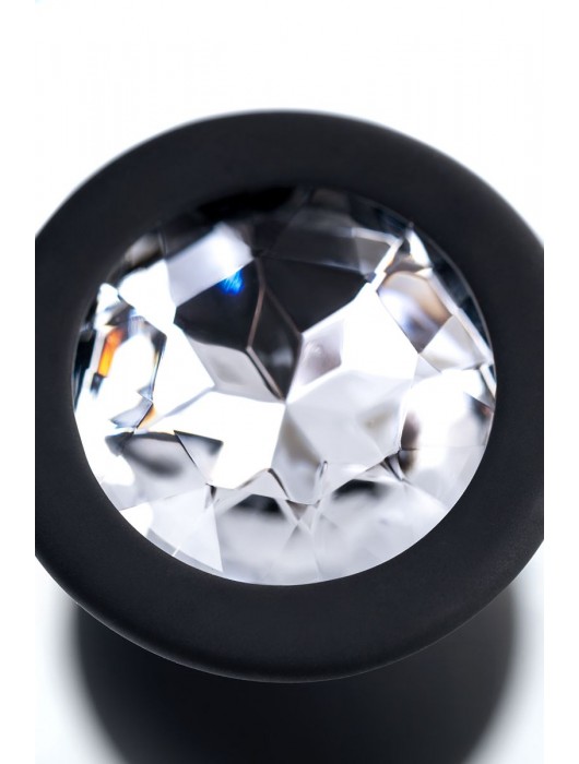 Черная анальная втулка с прозрачным стразом - 7,2 см. - POPO Pleasure - купить с доставкой в Бийске