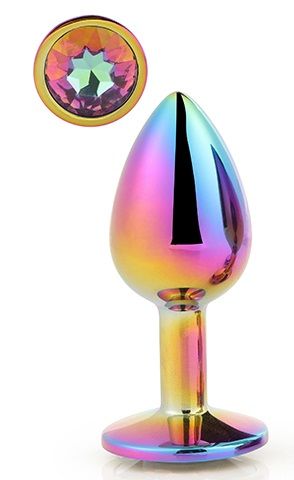 Голографическая анальная втулка с радужным кристаллом - 7,1 см. - Dream Toys - купить с доставкой в Бийске