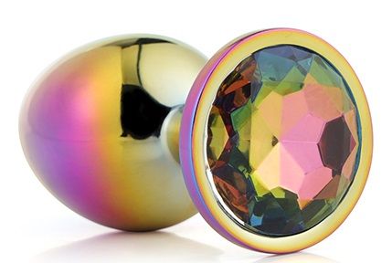 Голографическая анальная втулка с радужным кристаллом - 7,1 см. - Dream Toys - купить с доставкой в Бийске