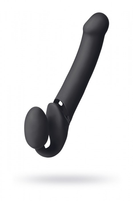 Черный безремневой вибрострапон Vibrating Bendable Strap-On L - Strap-on-me - купить с доставкой в Бийске