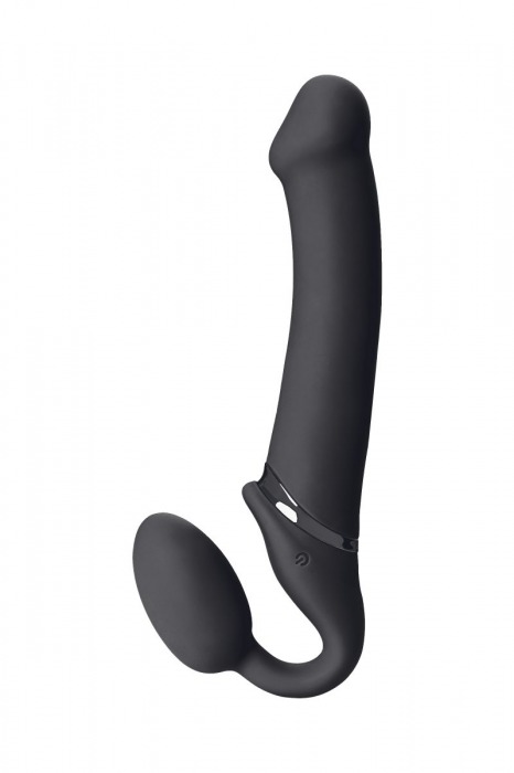 Черный безремневой вибрострапон Vibrating Bendable Strap-On L - Strap-on-me - купить с доставкой в Бийске