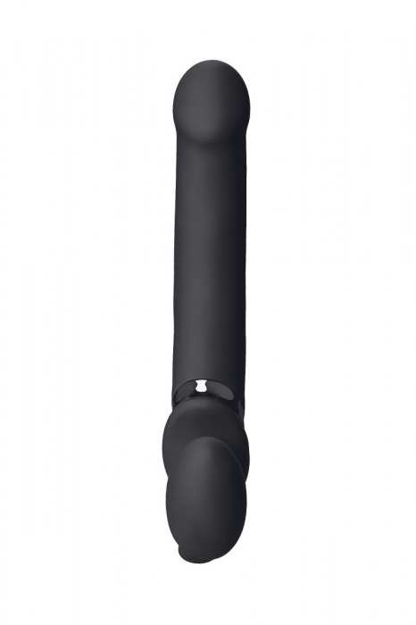 Черный безремневой вибрострапон Vibrating Bendable Strap-On L - Strap-on-me - купить с доставкой в Бийске