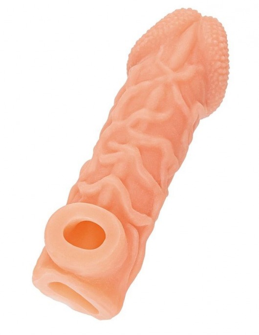 Телесная закрытая насадка с венками Cock Sleeve Size S - 13,8 см. - KOKOS - в Бийске купить с доставкой