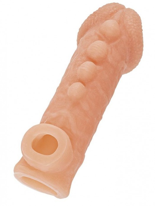 Телесная закрытая насадка с шишечками Cock Sleeve Size S - 13,8 см. - KOKOS - в Бийске купить с доставкой