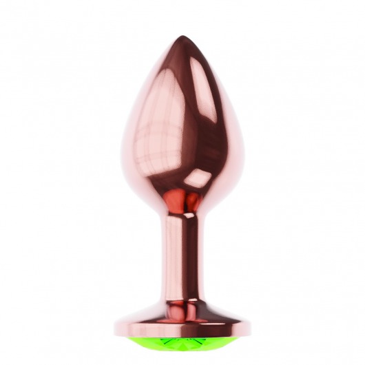 Пробка цвета розового золота с лаймовым кристаллом Diamond Emerald Shine S - 7,2 см. - Lola Games - купить с доставкой в Бийске