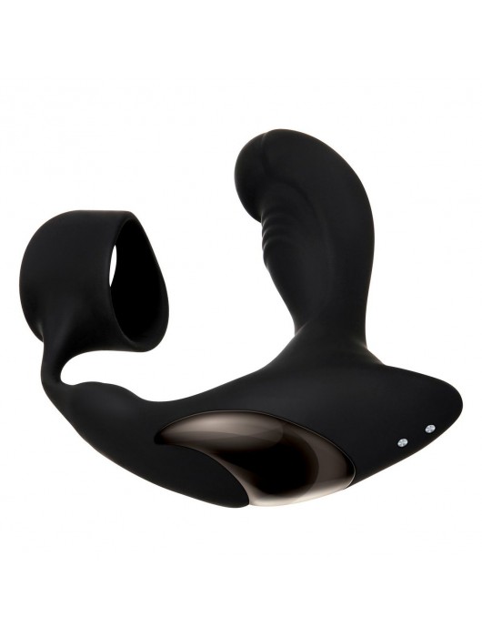 Черный вибромассажер простаты с эрекционным кольцом Strapped   Tapped - Zero Tolerance - в Бийске купить с доставкой