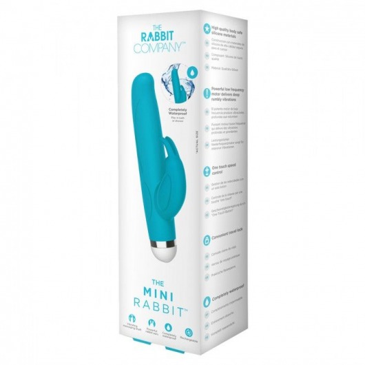 Голубой вибратор-кролик The Mini Rabbit - 13,9 см. - The Rabbit Company