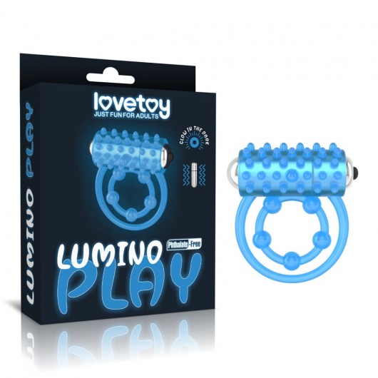 Голубое, светящееся в темноте виброкольцо Lumino Play Vibrating Penis Ring - Lovetoy - в Бийске купить с доставкой