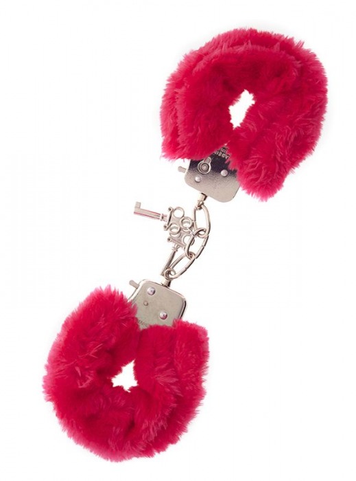 Металлические наручники с красной меховой опушкой METAL HANDCUFF WITH PLUSH RED - Dream Toys - купить с доставкой в Бийске