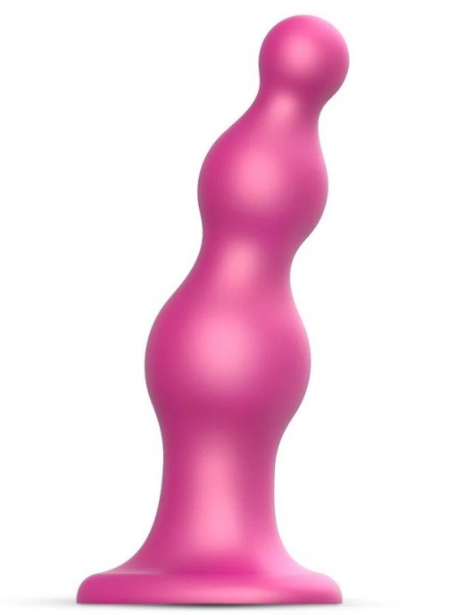 Розовая насадка Strap-On-Me Dildo Plug Beads size L - Strap-on-me - купить с доставкой в Бийске