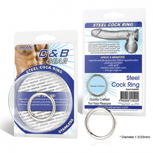 Стальное эрекционное кольцо STEEL COCK RING - 3.5 см. - BlueLine - в Бийске купить с доставкой