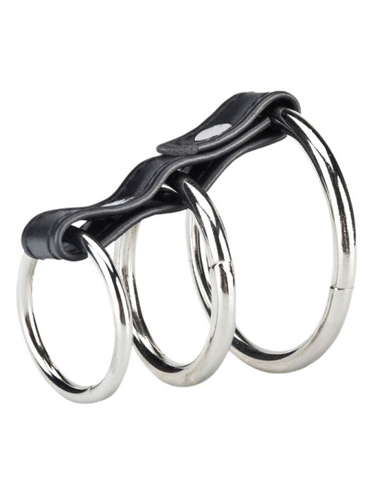 Хомут на пенис из трех металлических колец 3 RING GATES OF HELL - BlueLine - в Бийске купить с доставкой