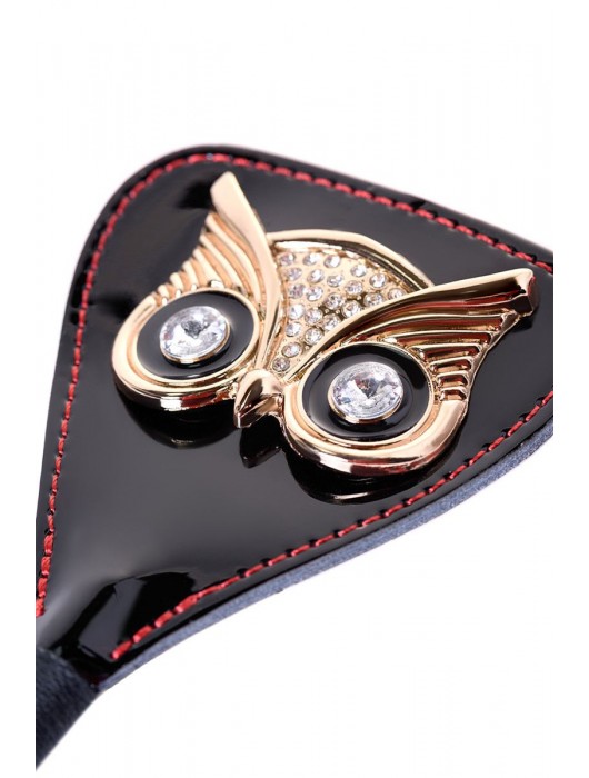 Чёрный стек с совой на кожаном наконечнике - 24 см. - ToyFa - купить с доставкой в Бийске