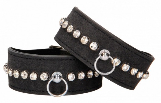 Черные поножи Diamond Studded Ankle Cuffs - Shots Media BV - купить с доставкой в Бийске