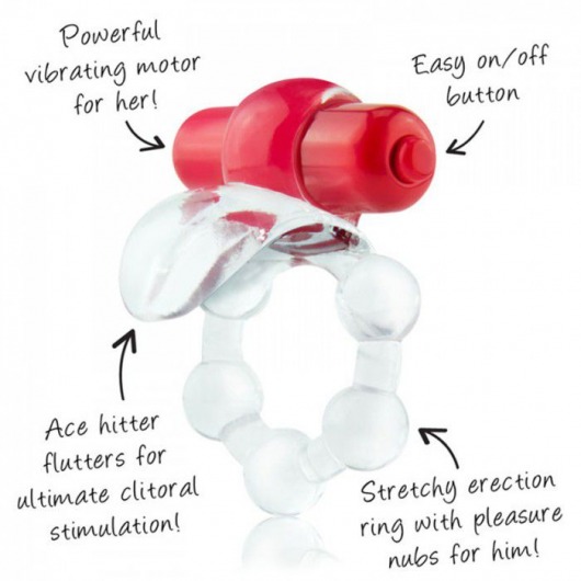 Виброкольцо с язычком и красным виброэлементом Overtime - Screaming O - в Бийске купить с доставкой