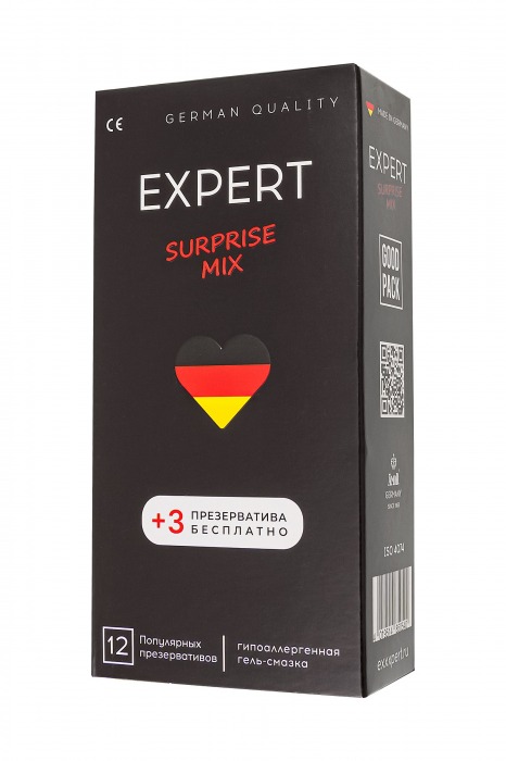 Презервативы EXPERT Surprise Mix - 12 шт.(+3 в подарок) - Expert - купить с доставкой в Бийске