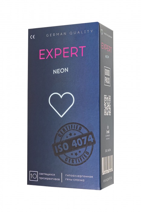 Светящиеся в темноте презервативы EXPERT Neon - 10 шт. - Expert - купить с доставкой в Бийске