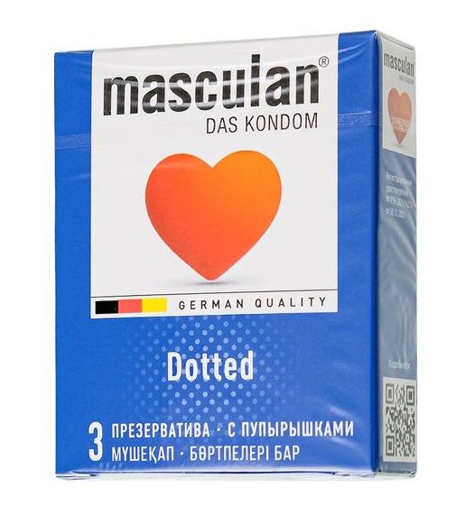 Презервативы с пупырышками Masculan Dotted - 3 шт. - Masculan - купить с доставкой в Бийске