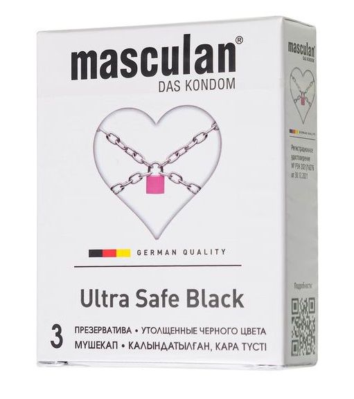 Ультрапрочные презервативы Masculan Ultra Safe Black - 3 шт. - Masculan - купить с доставкой в Бийске