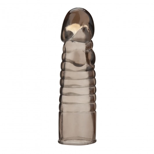 Дымчатая насадка-удлинитель Ribbed Realistic Penis Enhancing Sleeve Extension - 15,2 см. - BlueLine - в Бийске купить с доставкой