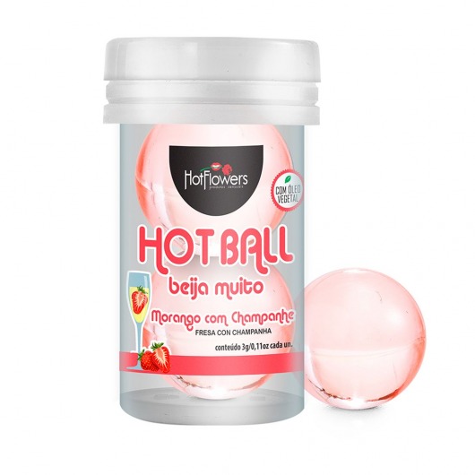 Лубрикант на масляной основе Hot Ball Beija Muito с ароматом клубники и шампанского (2 шарика по 3 гр.) - HotFlowers - купить с доставкой в Бийске