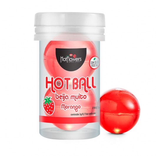 Лубрикант на масляной основе Hot Ball Beija Muito с ароматом клубники (2 шарика по 3 гр.) - HotFlowers - купить с доставкой в Бийске