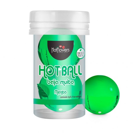 Лубрикант на масляной основе Hot Ball Beija Muito с ароматом мяты (2 шарика по 3 гр.) - HotFlowers - купить с доставкой в Бийске