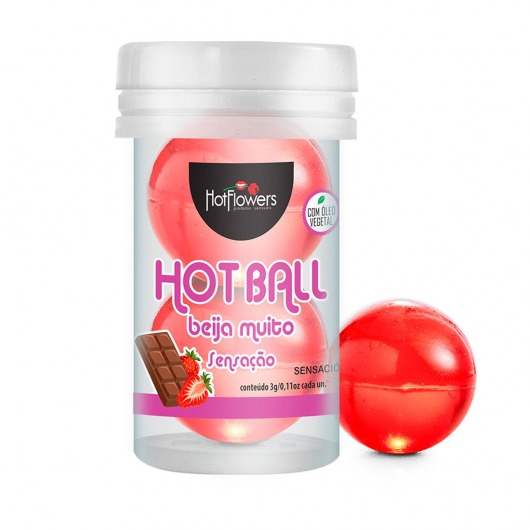 Лубрикант на масляной основе Hot Ball Beija Muito с ароматом шоколада и клубники (2 шарика по 3 гр.) - HotFlowers - купить с доставкой в Бийске