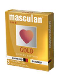 Презервативы Masculan Ultra Gold с золотым напылением и ароматом ванили - 3 шт. - Masculan - купить с доставкой в Бийске