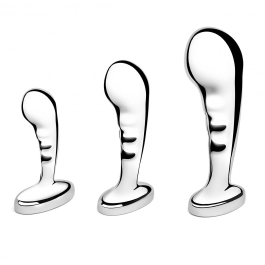 Набор из 3 стальных стимуляторов простаты Stainless Steel P-spot Training Set - b-Vibe - в Бийске купить с доставкой