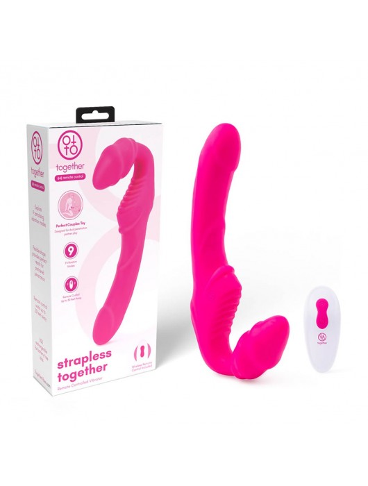 Розовый безремневой страпон на радиоуправлении Strapless Together - 22 см. - Together Toy - купить с доставкой в Бийске