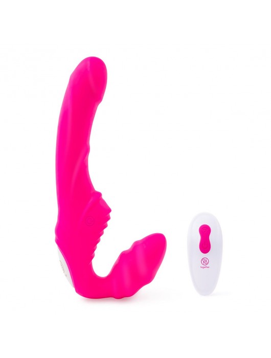 Розовый безремневой страпон на радиоуправлении Strapless Together - 22 см. - Together Toy - купить с доставкой в Бийске
