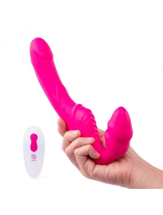 Розовый безремневой страпон на радиоуправлении Strapless Together - 22 см. - Together Toy - купить с доставкой в Бийске