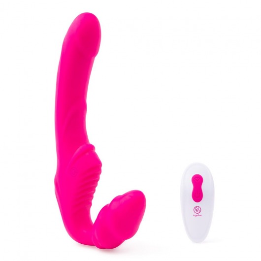 Розовый безремневой страпон на радиоуправлении Strapless Together - 22 см. - Together Toy - купить с доставкой в Бийске