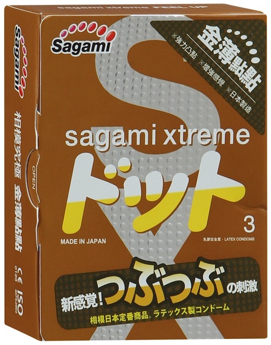 Презервативы Sagami Xtreme FEEL UP с точечной текстурой и линиями прилегания - 3 шт. - Sagami - купить с доставкой в Бийске