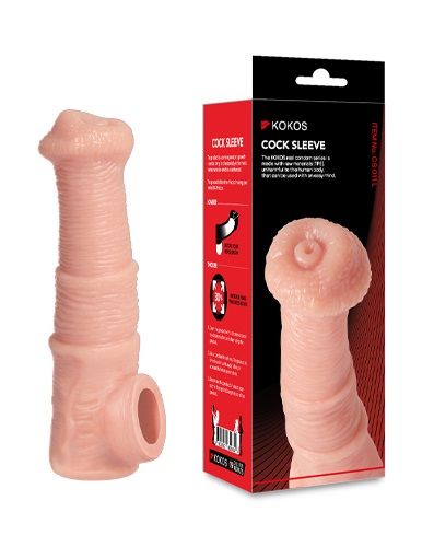 Телесная фантазийная насадка на член Cock Sleeve Size M - KOKOS - в Бийске купить с доставкой