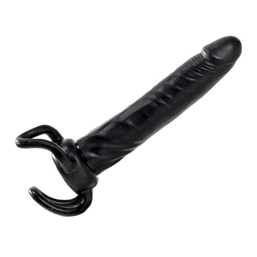 Чёрная насадка-фаллос для двойного проникновения INFLATABLE DILDO SLIM DONG  - 13,5 см. - Toyz4lovers - в Бийске купить с доставкой