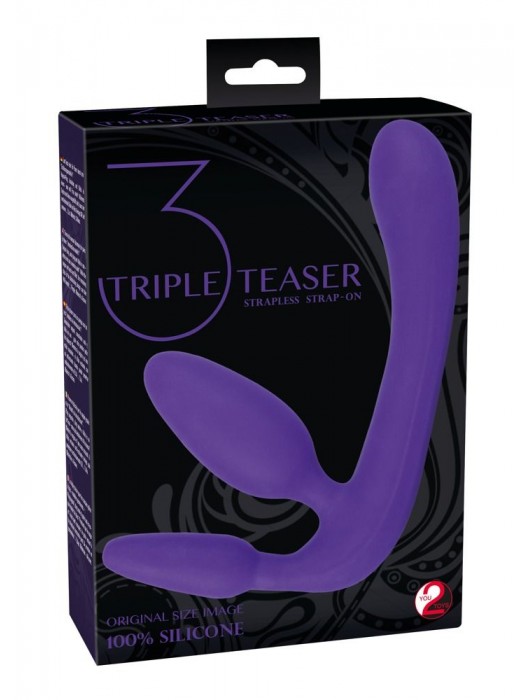 Фиолетовый безремневой страпон с двумя пробками - Orion - купить с доставкой в Бийске