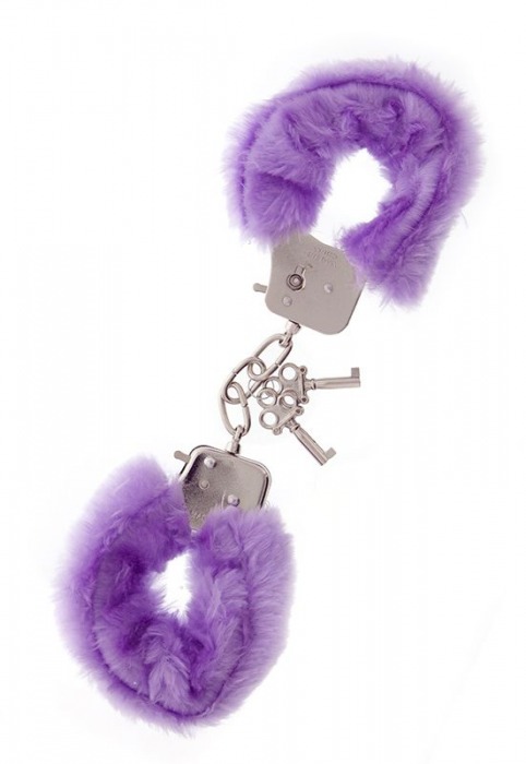 Фиолетовые меховые наручники METAL HANDCUFF WITH PLUSH LAVENDER - Dream Toys - купить с доставкой в Бийске